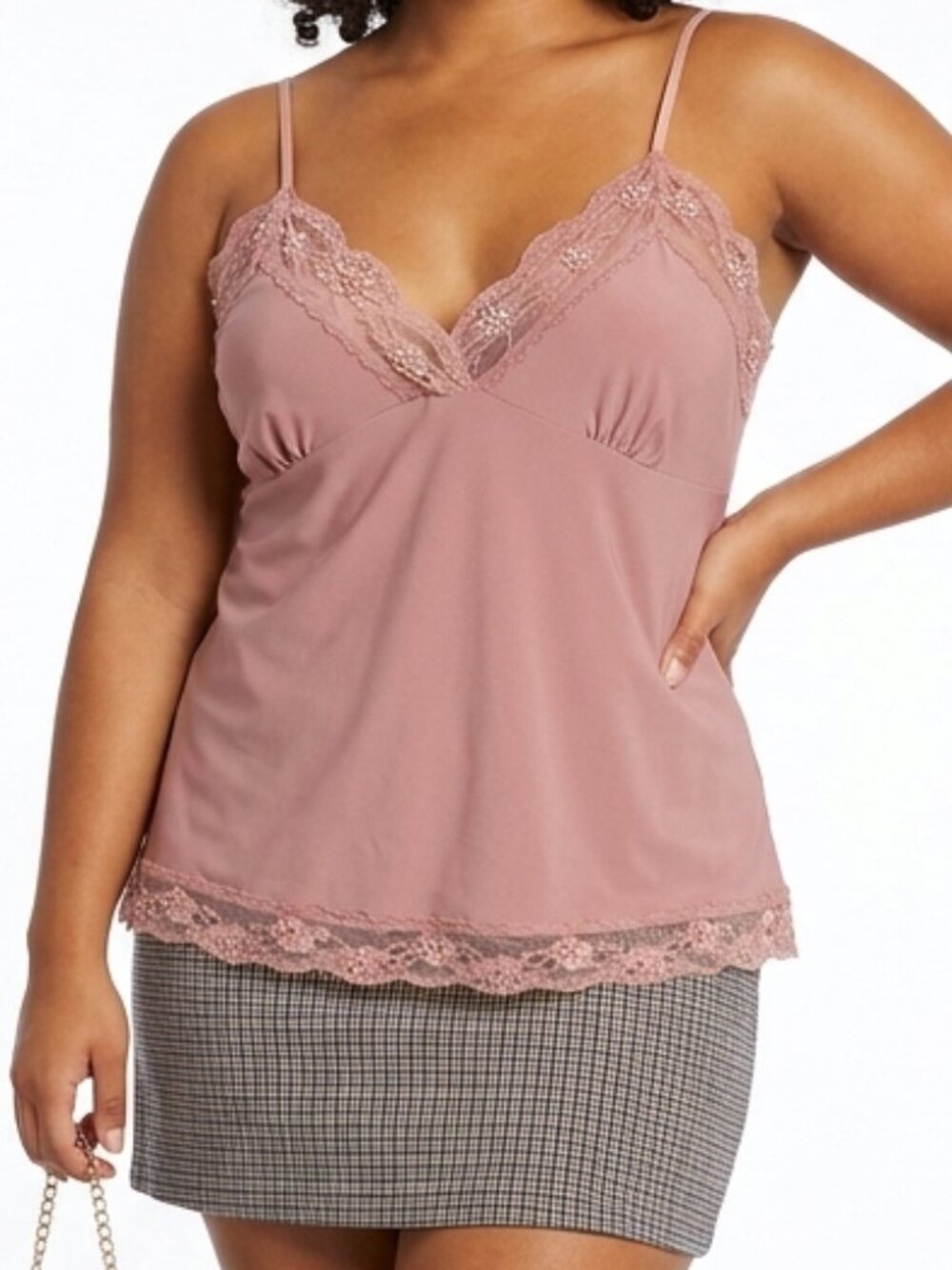 Vintage 90s Pastel Pink Cami Top Lace Trim Fairycore Beaded Coquette Babydoll L